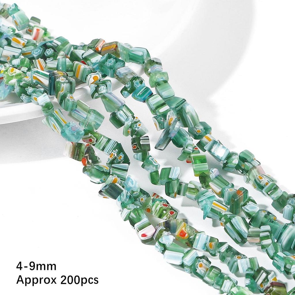 200 шт./пакет 4-9 мм разноцветные бусины в виде цветов, стеклянные бусины лэмпворк для DIY ожерелья, браслета, изготовления ювелирных изделий своими руками 80 см/16