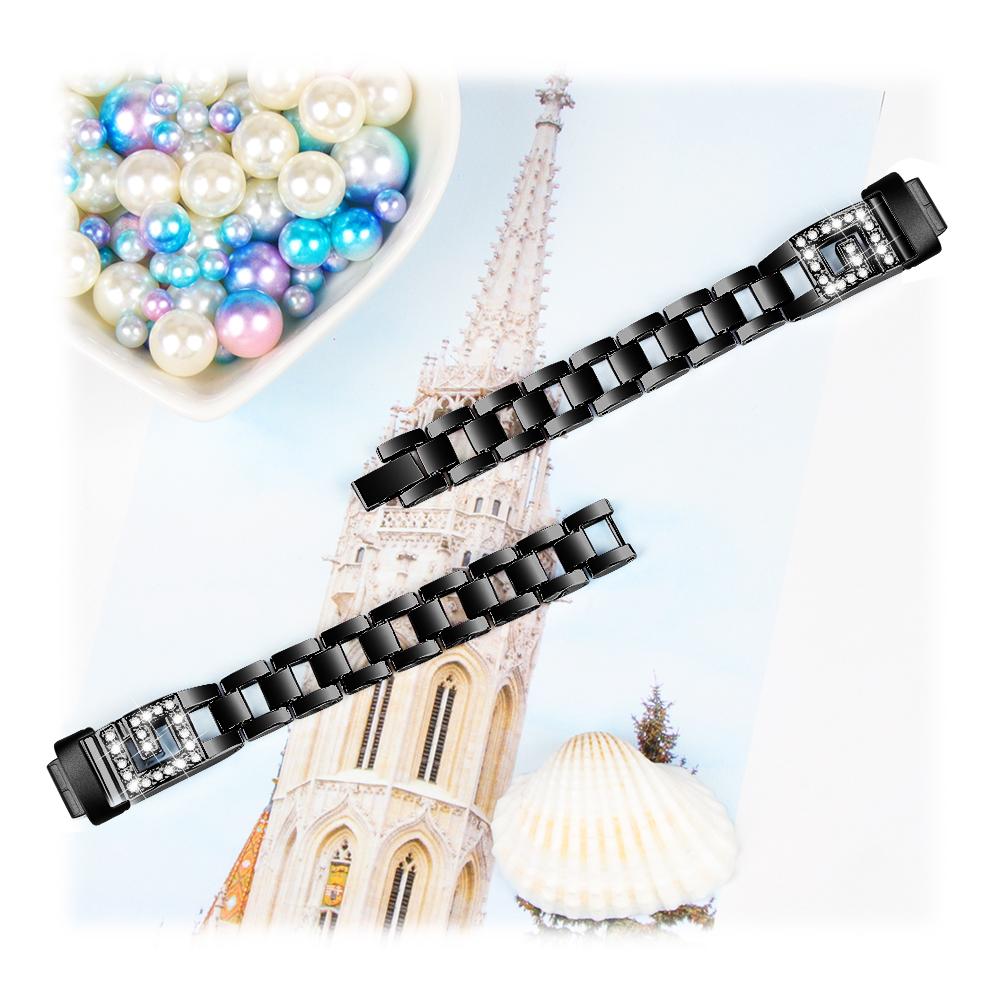 Для Fitbit Inspire 3 Металлический ремешок для часов на замену с G-образным декором из стразов