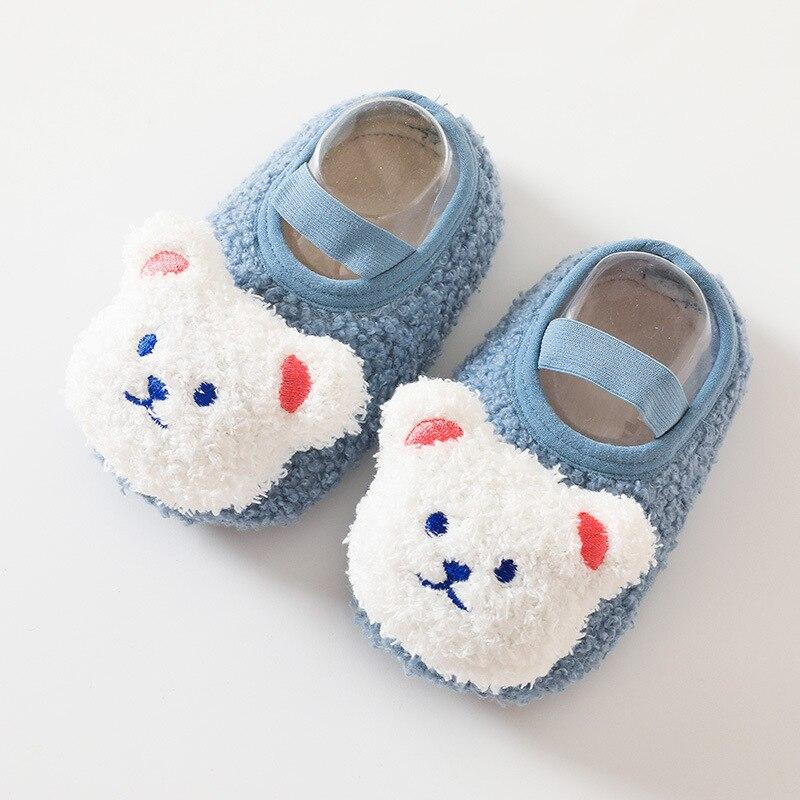 Cartoon Bear Socks Shoes for Newborn Infant Toddler Baby Autumn Winter Thick Warm Floor Socks Plush Indoor Sox