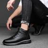 Fashion Lace-Up Men Winter Plush Snow Boots Mens Fashion Sneakers Genuine Leather Male Basic Boots Handmade Men's Low Top Casual Shoes