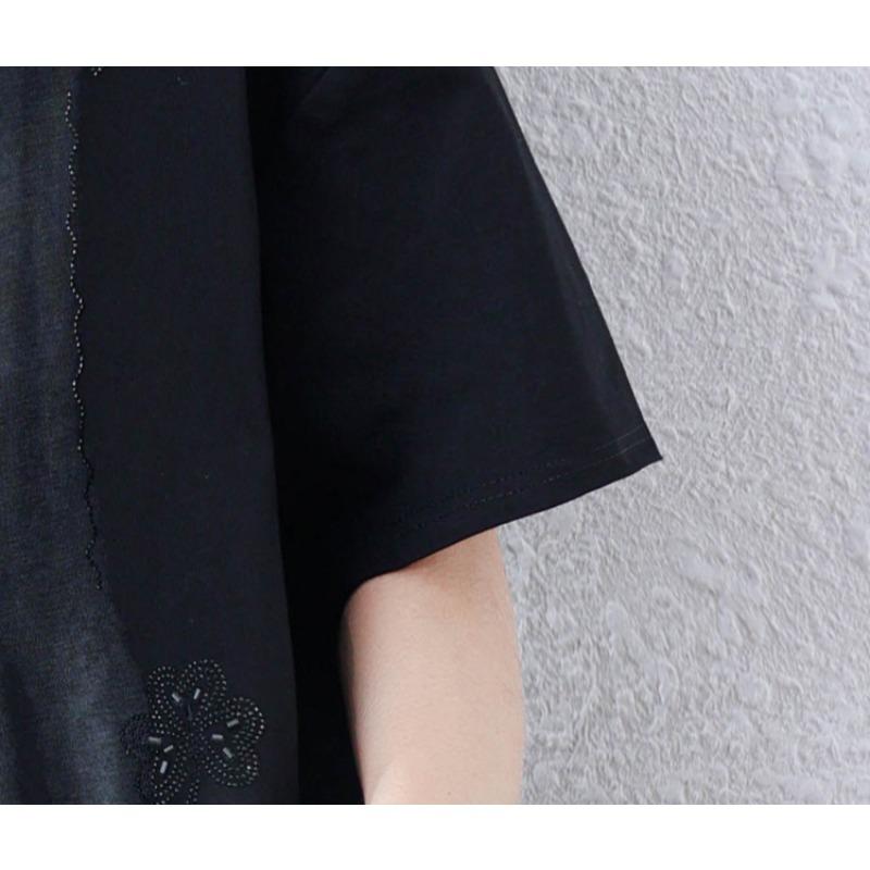 DIMANAF 2025 Новая летняя футболка больших размеров Мода Женщины Базовая футболка с коротким рукавом Свободные черные топы Футболки