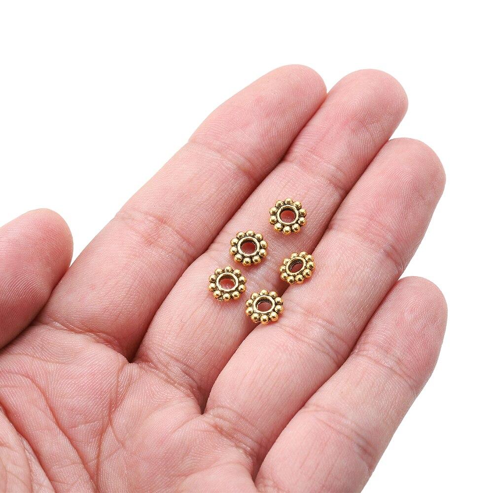 100 шт./лот 6,5 мм античное золото бронзовый тон цветок ромашки металлические разделительные бусины колесо для изготовления ювелирных изделий аксессуары для рукоделия