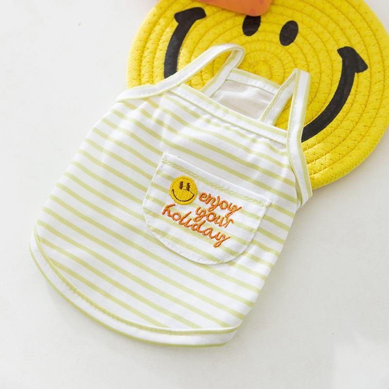 Spring Summer Dog Dopamine Letter Striped Suspender Small Dog Striped Smiley Teddy Cat Pet Dog Clothes