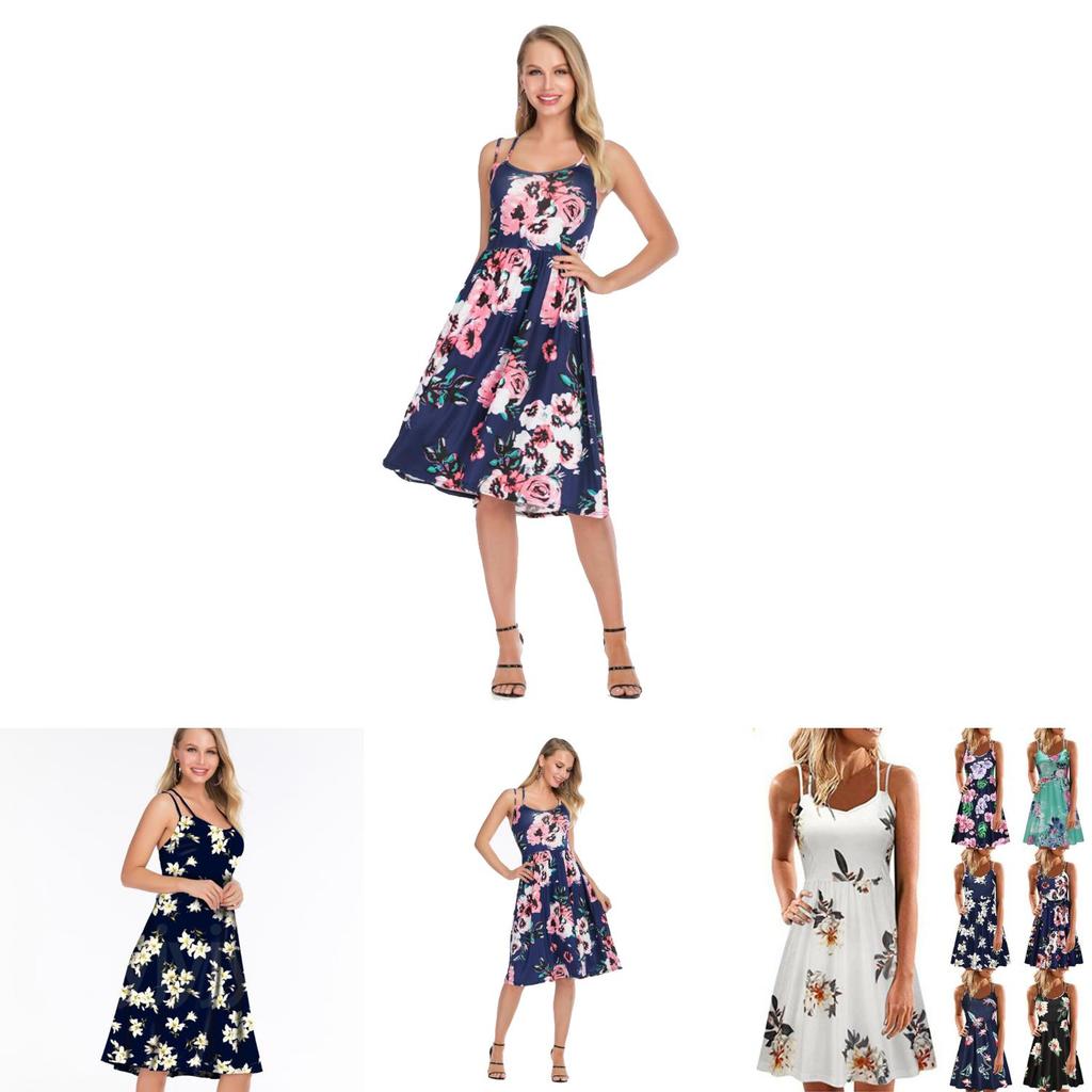 Элегантное женское летнее платье без рукавов с цветочным принтом для пляжа, идеально подходящее для праздничных случаев, размеры S-5xl