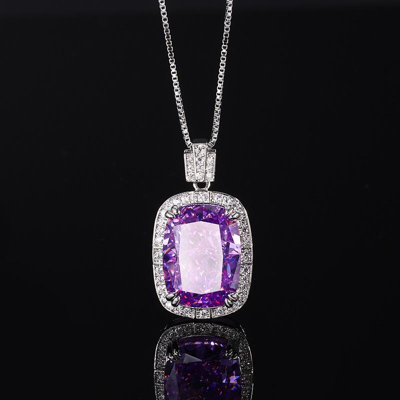 Ювелирные изделия Бриллиант Высокоуглеродистый Огранка Ледяной Цветок Медная Инкрустация Ретро Темперамент Подвеска Ожерелье Женский Ведущий 12 * 16