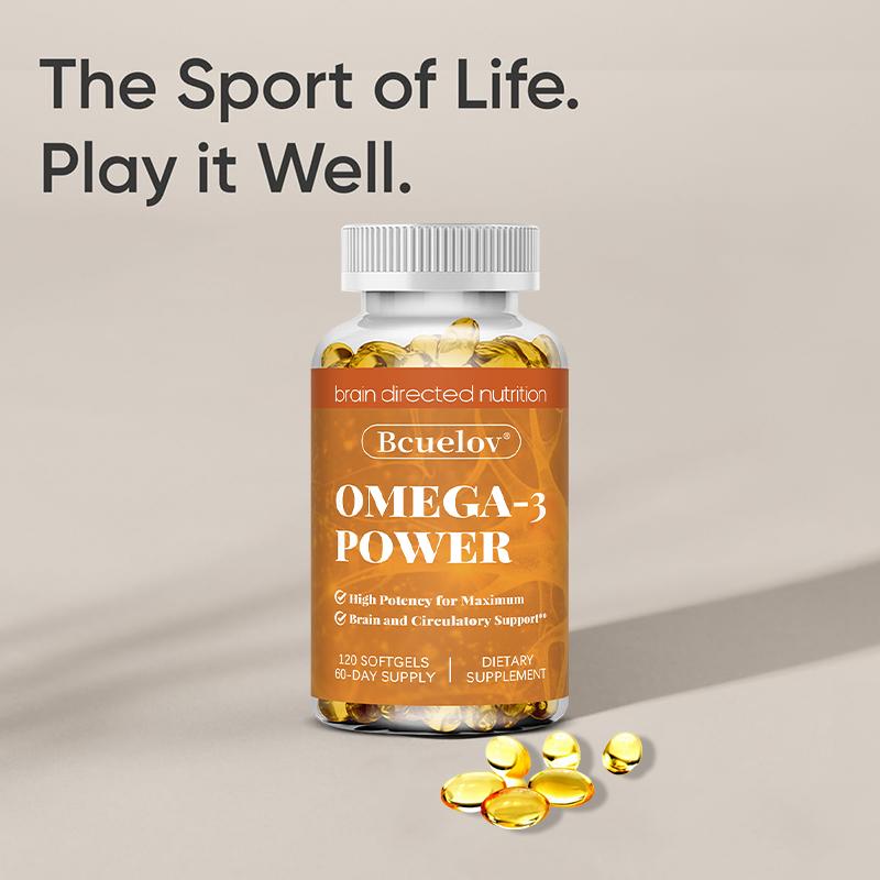 High Potency Omega 3 Fish Oil Dietary Supplement, 120 Softgels Per Bottle