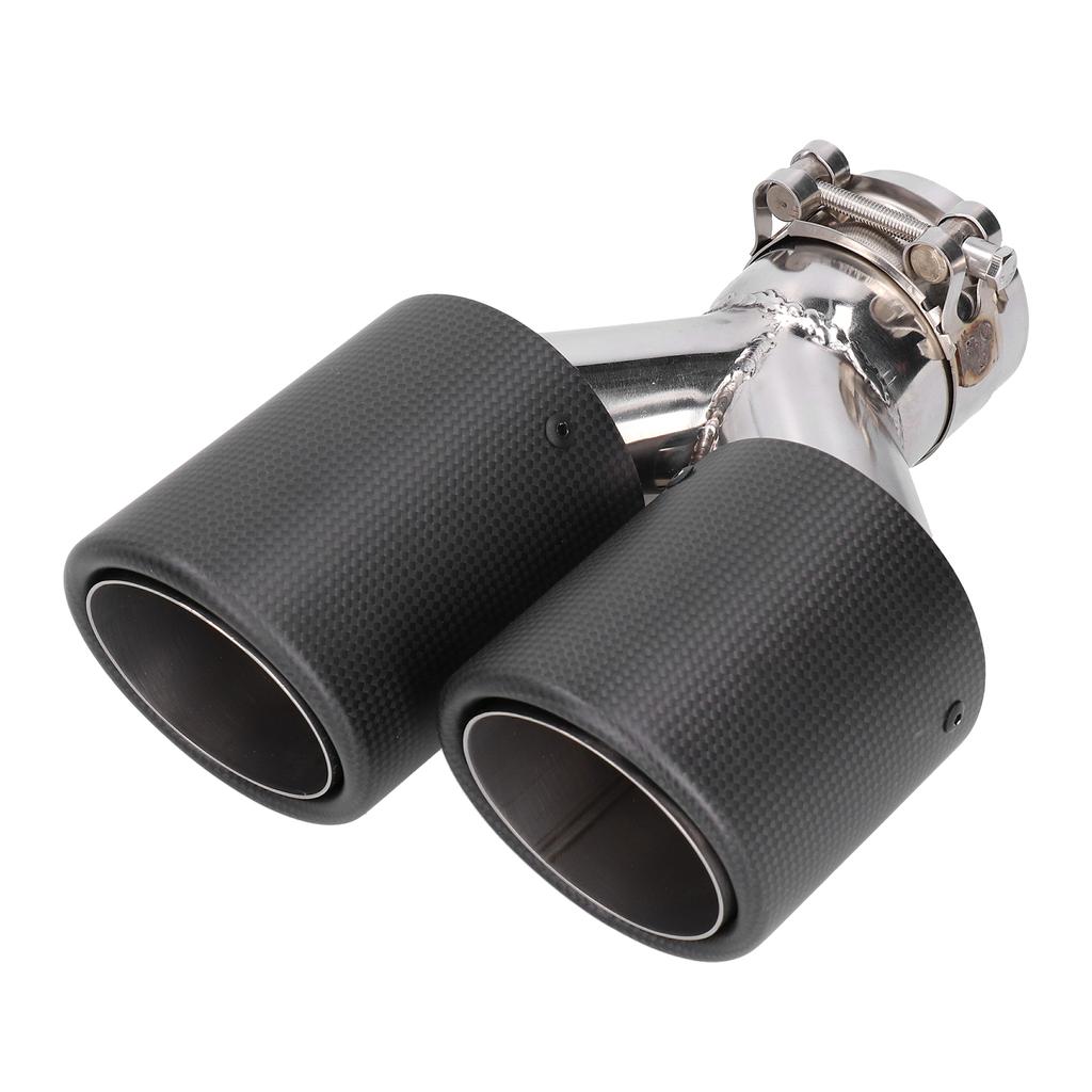 Matte Carbon Fiber Car Dual Exhaust Pipe Tail Throat Tip Stainless Steel Right Outlet