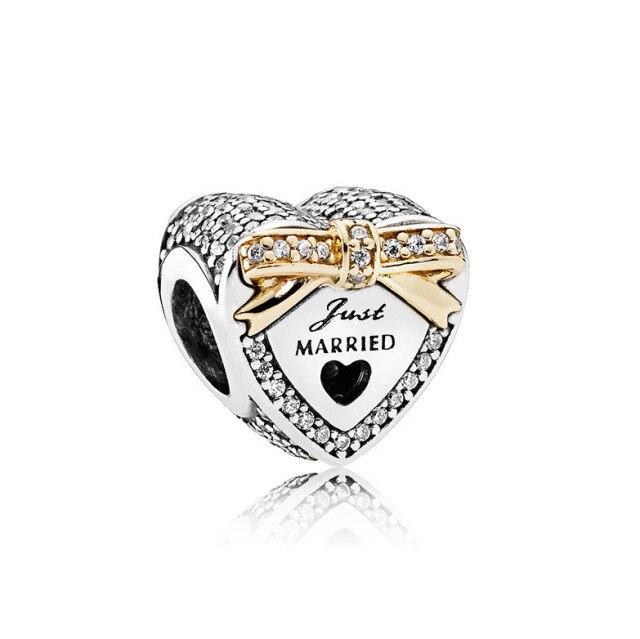 100% серебро 925 пробы, двухцветное сердечко с божьей коровкой, подвеска, подходит для оригинального браслета 925 пробы, бусины, подвеска для кулона, ювелирное изделие, подарок