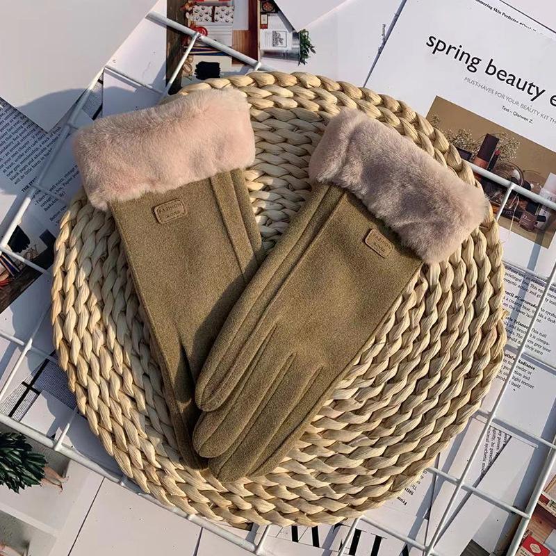 Женские немецкие бархатные термоперчатки, осенние перчатки для путешествий на открытом воздухе в холодную погоду, симпатичные женские перчатки