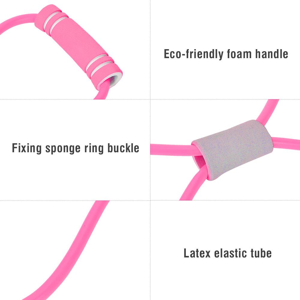 2Pcs 8Shaped Pull Rope Chest Expander Elasticity Belt Stretching Strap Yoga Fitness Equipmentpink