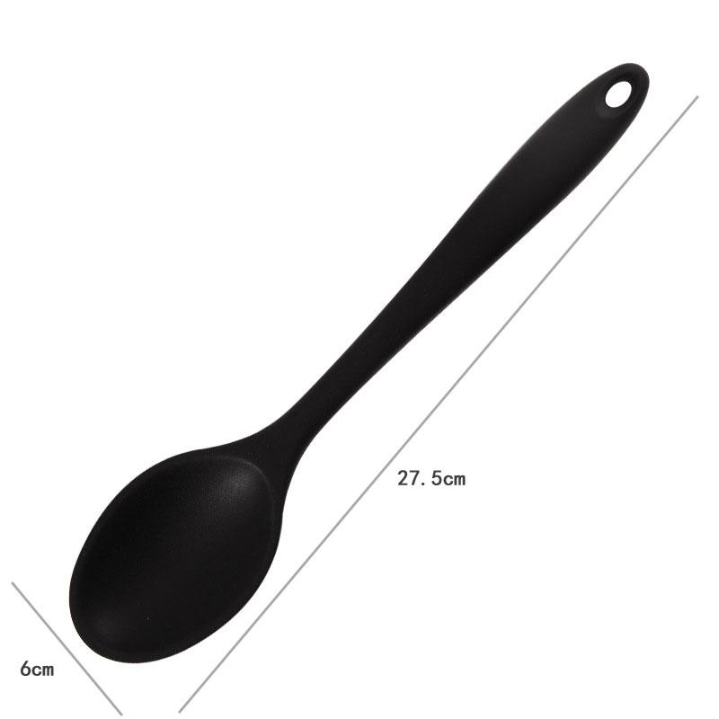 JCD 1pc Soft Silicone Food Grade Long Handled Heat-Resistant Soup Spoon For Stirring Eating Cooking Tableware Accessories