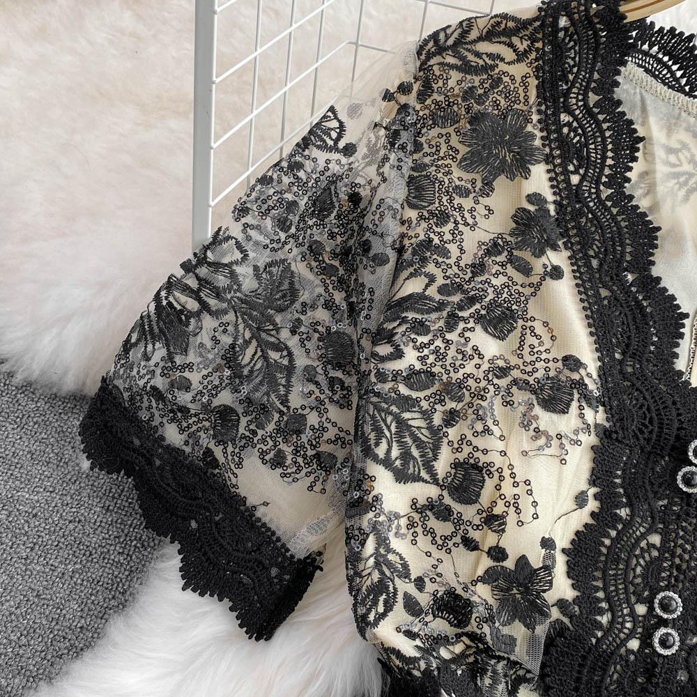 RUGOD Высококачественное сетчатое кружевное платье с v-образным вырезом для похудения и талии, элегантное темпераментное длинное платье с большими качелями