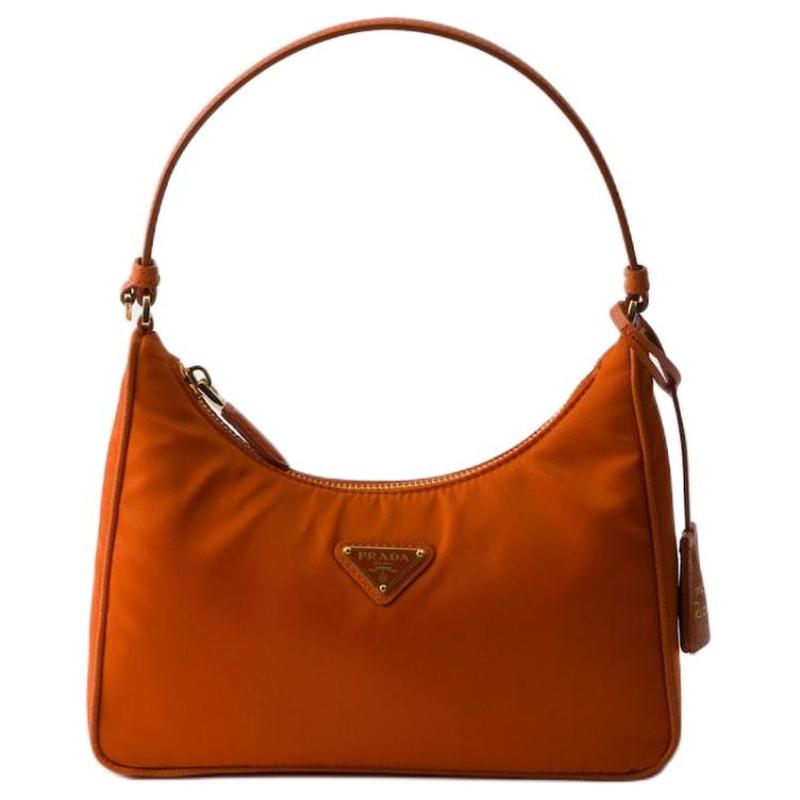 Prada Re-Edition 2005Re-Nylon Enamel Metal Triangle Logo Polyamide Shoulder Bag Mini Women's Papaya