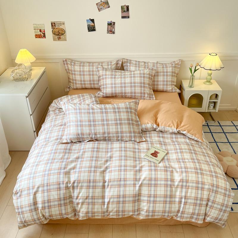 Комплект из четырех предметов, пододеяльник из чистого хлопка, простыня из хлопка, комплект из трех предметов для односпальной кровати в общежитии