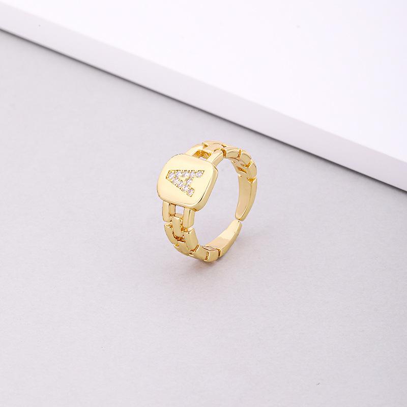 Initial Letter Ring Women Trendy Adjustable Pave Micro Zirconia Hollow Finger Ring For Women Jewelry Gift