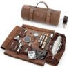 Bartender Kit Bag With Cocktail Shaker Set - Waxed Canvas Travel Bar Tools Bag 17-piece Mixology Kit - Mobile Bartending Kits