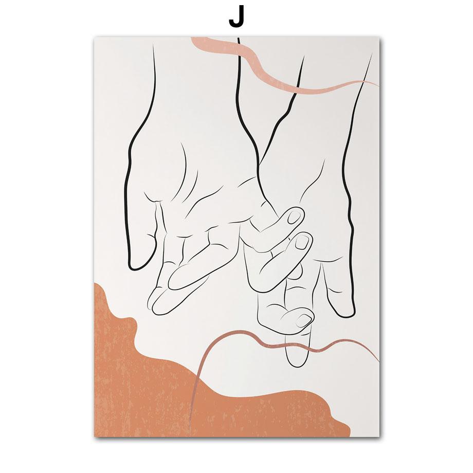 Богемная мода Женщина Растение Пара Абстрактные линии Скандинавские постеры Печать Настенная живопись Холст Картина Гостиная Домашний декор