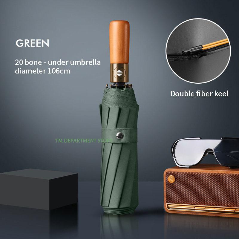 Ветрозащитный зонт с деревянной ручкой, полностью автоматический, большой, 3 складных, двойные ребра, защита от ультрафиолета, для путешествий, дождя, мужчин, женщин, подарок, 32 кости