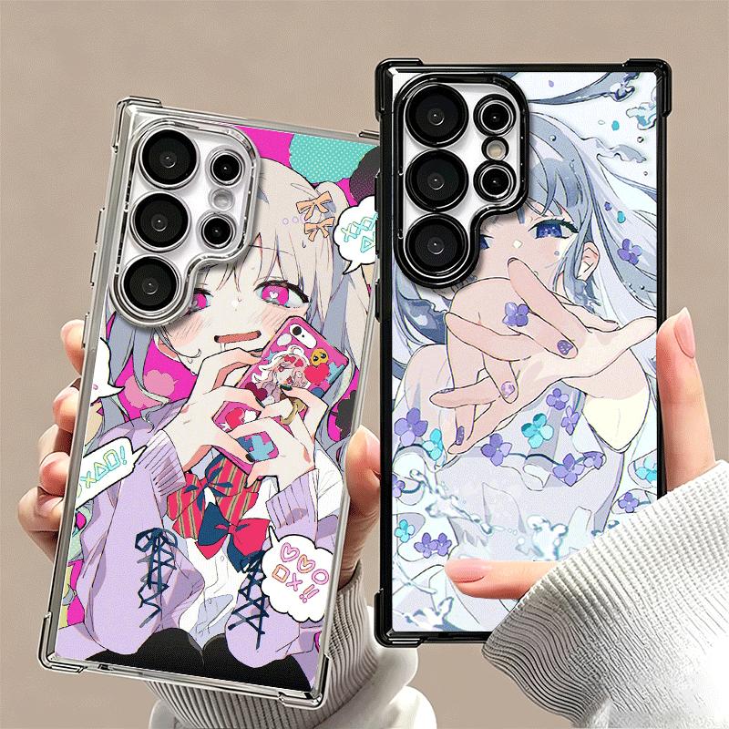 Аниме Кавайная Девушка Ins Стиль Покрытие Чехол для Телефона Для Samsung Galaxy S24 S25 FE S26 Edge S23 Ultra S22 S21 Plus S20 Противоударный Airaba