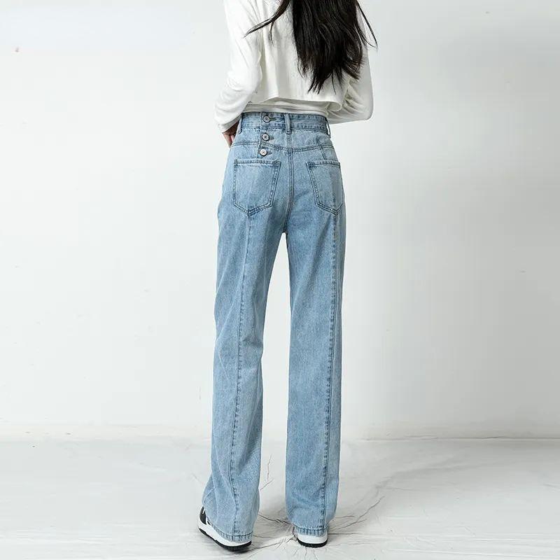 Весна 2022, женская мода с высокой талией y2k, женские широкие джинсы, мешковатые женские джинсовые капри, прямые брюки, джинсовые брюки для мамы