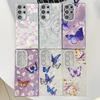 Fashion Butterfly Pattern IMD Clear Case For Samsung S25 S24 FE S23 Ultra A55 A15 A54 A35 Glitter Shockproof Lens Protection Slim Phone Cover