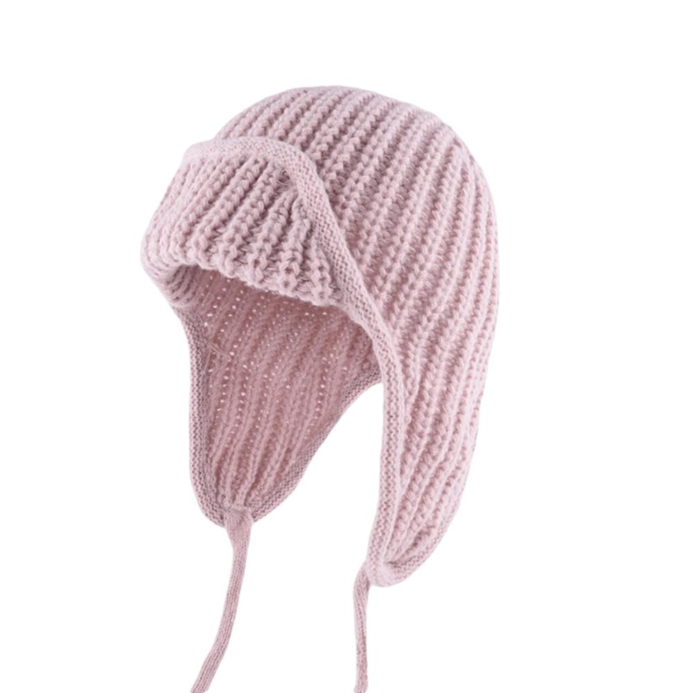 Solid Color Knitted Woolen Hat Korean Style Woolen Crochet Cap Casual Knitted Flying Cap  Outdoor