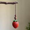 Strawberry Sandalwood Keychain Chinese Style Car Keyring Wooden Pendant Phone Chain  Decoration