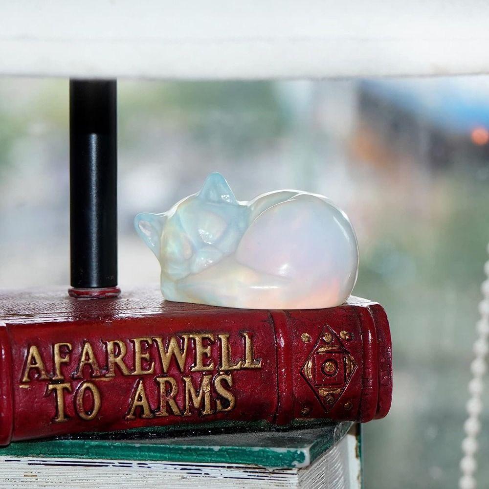 Статуэтка Кристалл Спящий Кот Полудрагоценный Камень Ручная Резьба Фигурка Котенка Статуэтка Котенка Дом