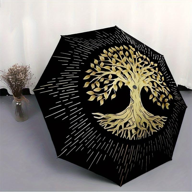 1pc Tree of Life Automatic Umbrella - 8-Rib Foldable Design, Outdoor Adventures, and Family Celebrations yy250829004