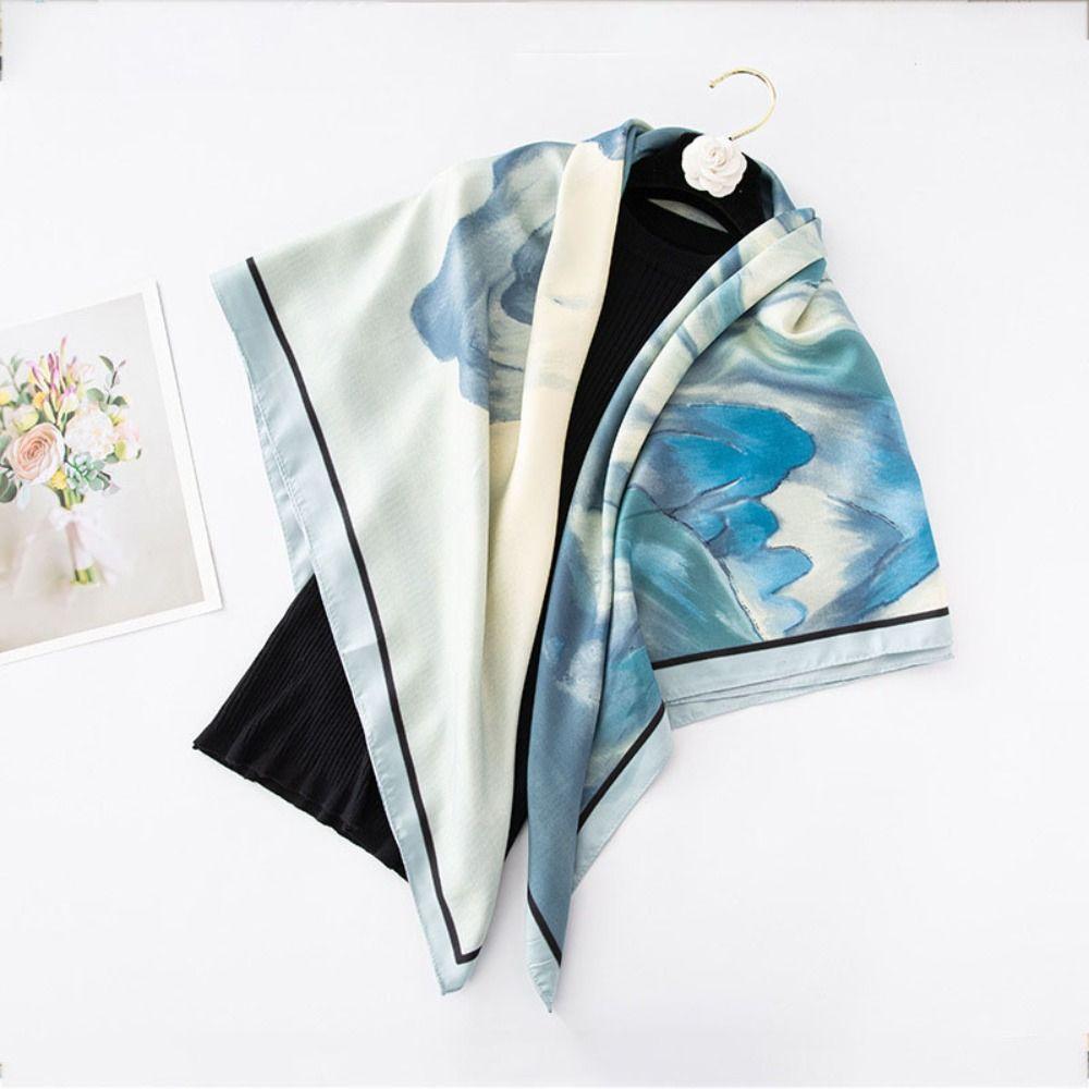 Sunscreen Shawl Large Square Headscarf 110cm Head Neck Scarf Elegant Women Silk Scarf For Women