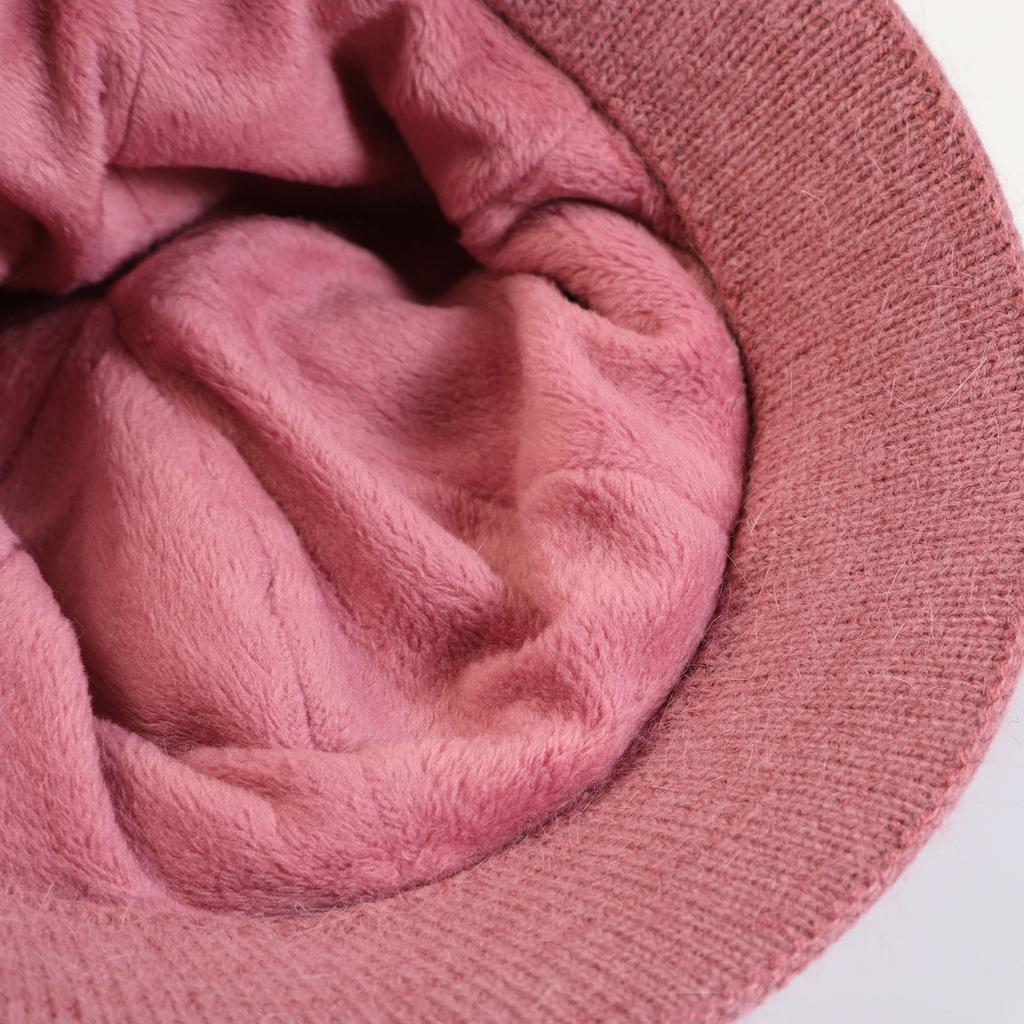 New Women's Knitted Bucket Hat Autumn and Winter Flowers Fashion Plus Velvet Thick Warm Hat