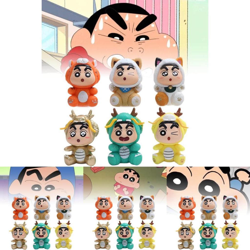 Fun 6 Piece Crayon Shin-chan Dragon Year Pvc Character Model Display For Collectors