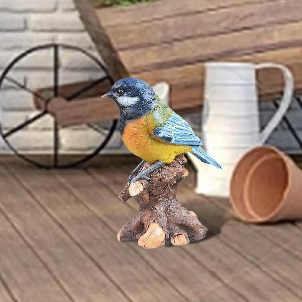 Vintage Garden Bird Sculpture Cute Bird Statue Durable Miniature Bird Figurine  Outdoor Patio Porch
