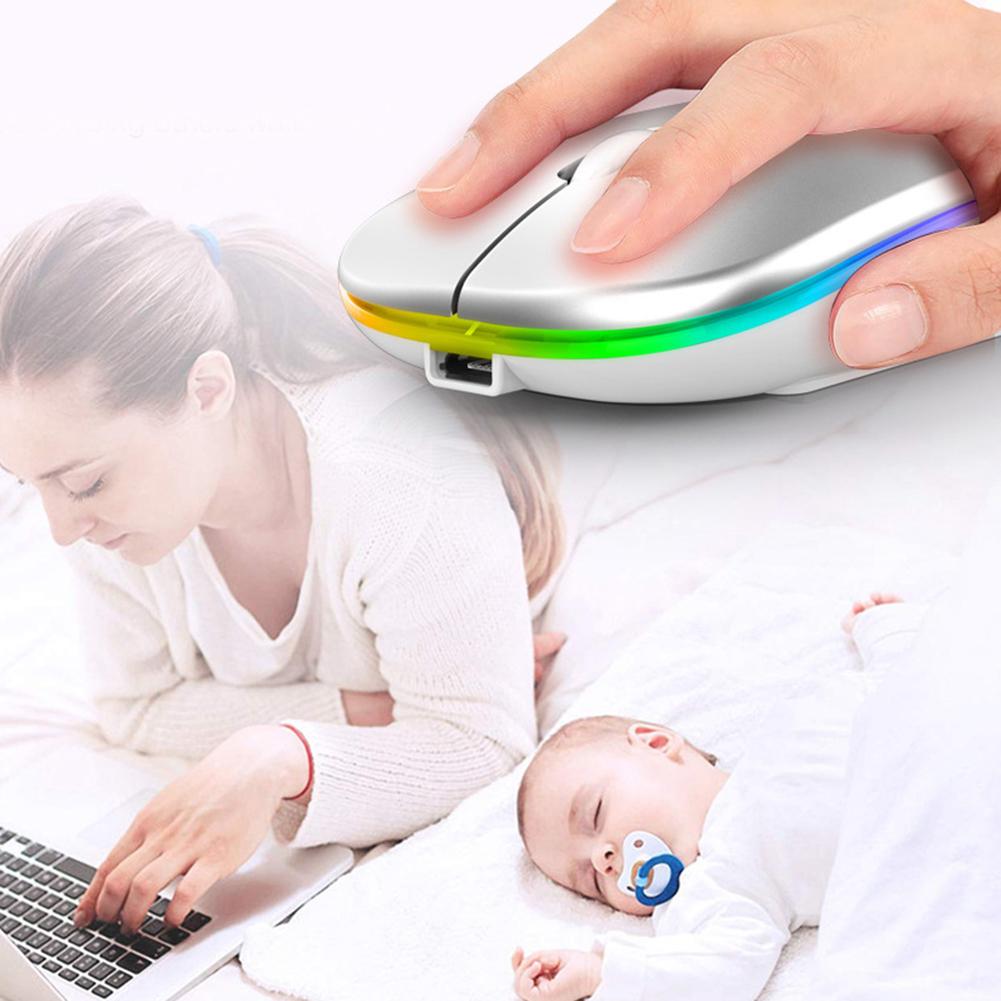 Rechargeable Wireless Bluetooth Mouse For Computer PC iPad Dual Mode Bluetooth 4.0 + USB Wireless Mouse 342.4GHz 1600dp DPI