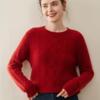Женский кашемировый свитер крупной вязки: Круглый вырез, Утолщенный, Универсальный Осенне-зимний Повседневный Модный