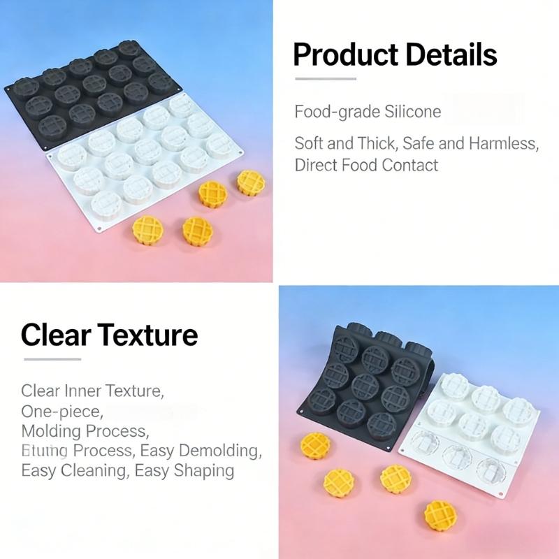 Food Grade Silicone Baking Molds Make 15 Round Waffles Chocolates And Cookie Multipurpose Baking Supplies