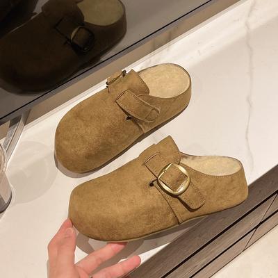 Толстая подошва, внутренняя высота, увеличение, бархатная голова сумки, женская одежда, новая осень и зима, ретро голова сумки, хлопковые туфли Мао Мао