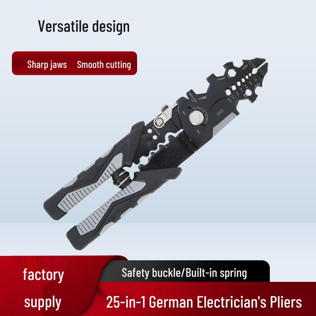 Многофункциональные плоскогубцы электрика 25-в-1: Инструмент для снятия изоляции, формирования петель, резки, разделения, удержания, обжима и гаечный ключ