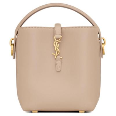 Ysl Cassandre Металлический Логотип-Буква Застежка-Крючок Кожаная Сумка-Ведро Мини Женские сумки Темно-Бежевый 765870-2R20W-2721