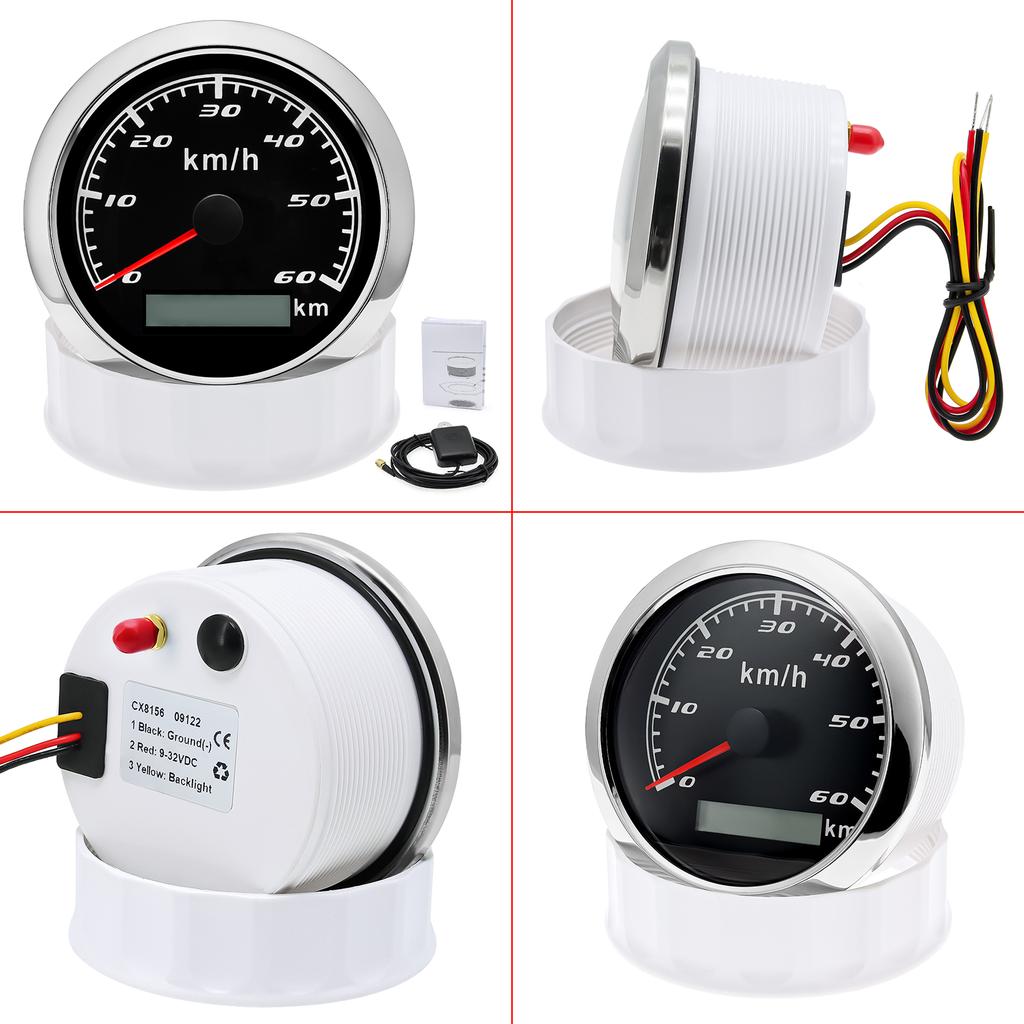 85-мм GPS-спидометр 30/60/120/200 км/ч с GPS-антенной, 7-цветная светодиодная подсветка, для лодки, автомобиля, грузовика