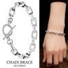 [Shinjuku Gin no Kura] Silver 925 Azuki Chain Bracelet with Mantle and T-Bar, 21cm, Simple Azuki Bean Toggle Clasp