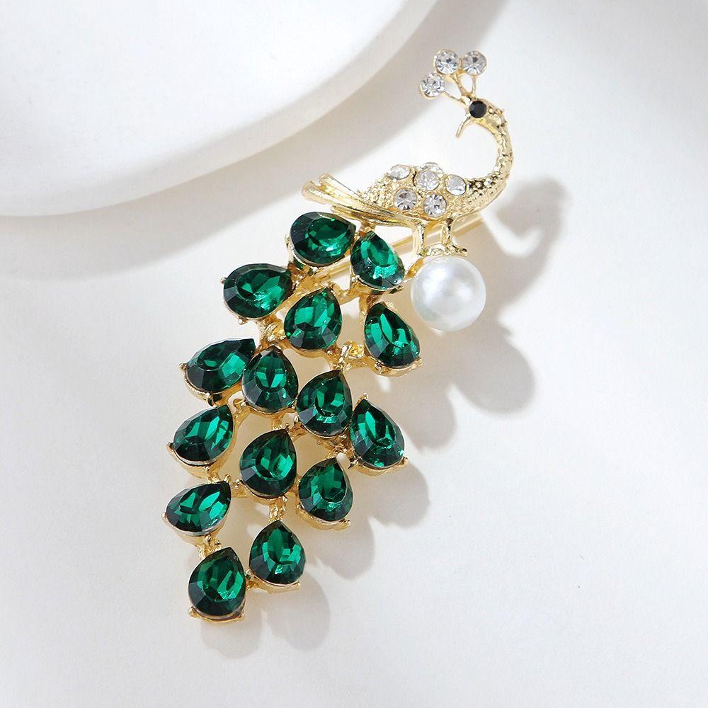 Retro Peacock Brooch Luxury Crystal Corsage Pin Jewelry Accessories Peacock Collar Pins Wedding
