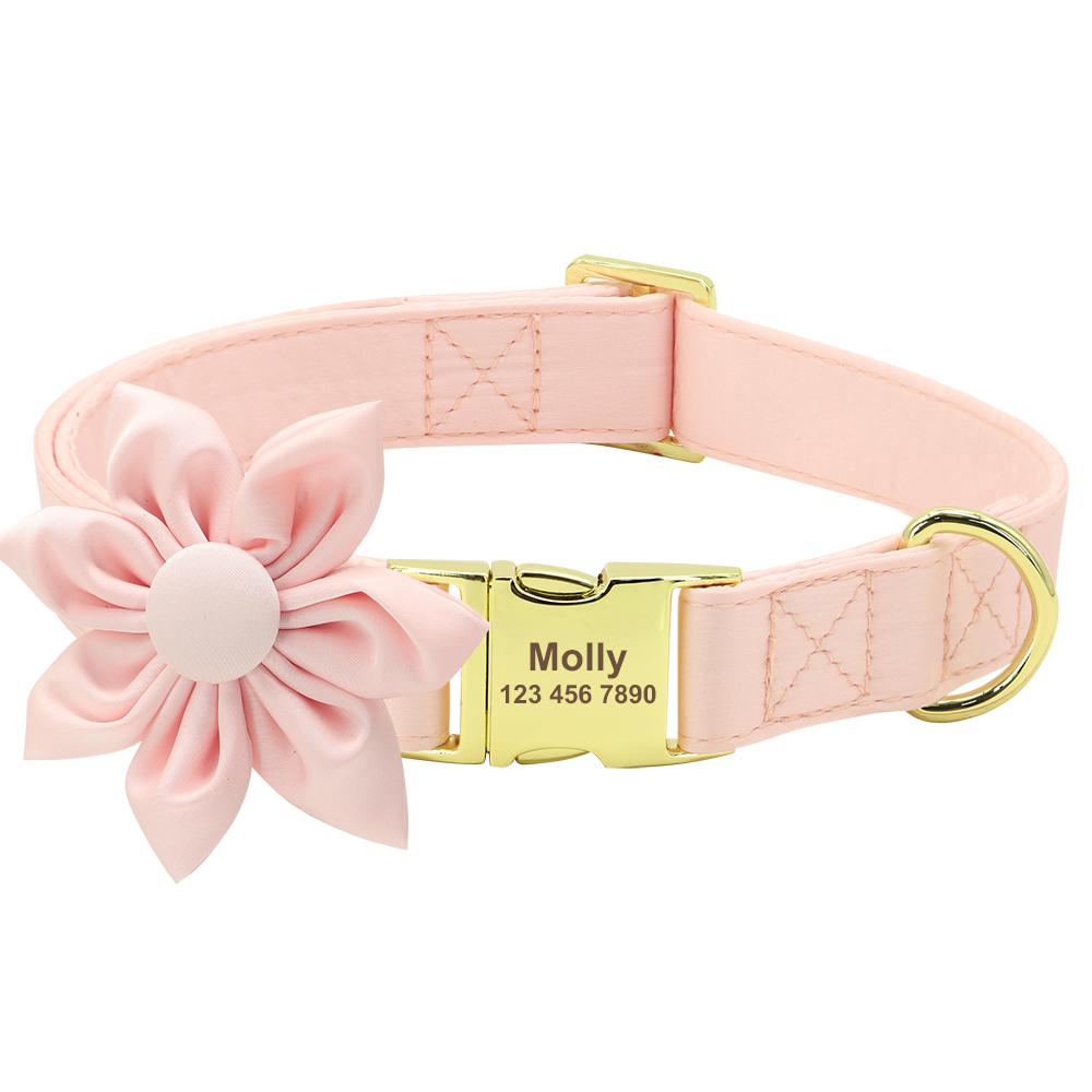 Personalized Dog ID Collar Cute Bowknot Pet Necklace Dog Buckle Collars With Bow Tie Flower Accessories For Small Large Dogs