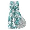 Women's Fashion Floral Printed Lapel Buttoned Seven-Point Sleeve Dress With Tie-Downs