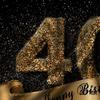 2D Black Gold 40th Birthday Backdrop Glitter Photography Background
