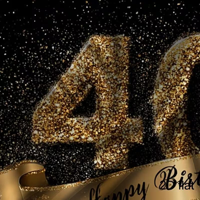 2D Black Gold 40th Birthday Backdrop Glitter Photography Background