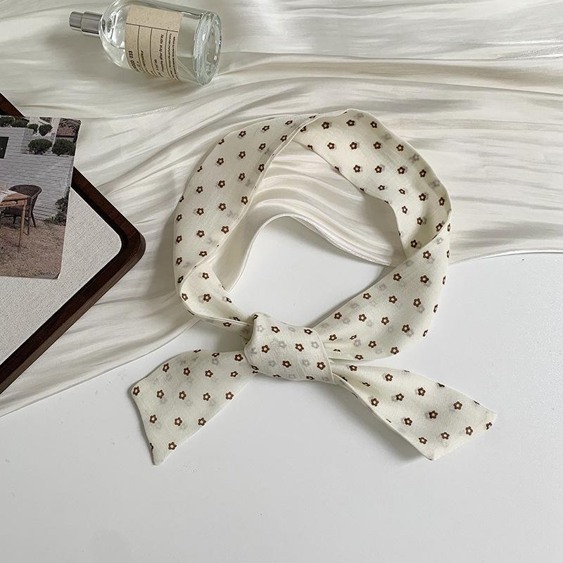 Long Silk Scarf New Fashion High Sense Small Scarf Versatile Long Bag Ribbon Decorative Headband Belt