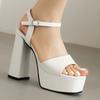 Женские сандалии на платформе Летняя обувь Ремешок на щиколотке Белые Черные Блочные Высокие каблуки Шлепанцы Женская Обувь для вечеринок и танцев Большой размер