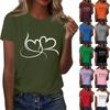 Ladies' Loose Comfortable Casual Fashionable Heart Pattern Printed Round Neck Short Sleeved Shirt