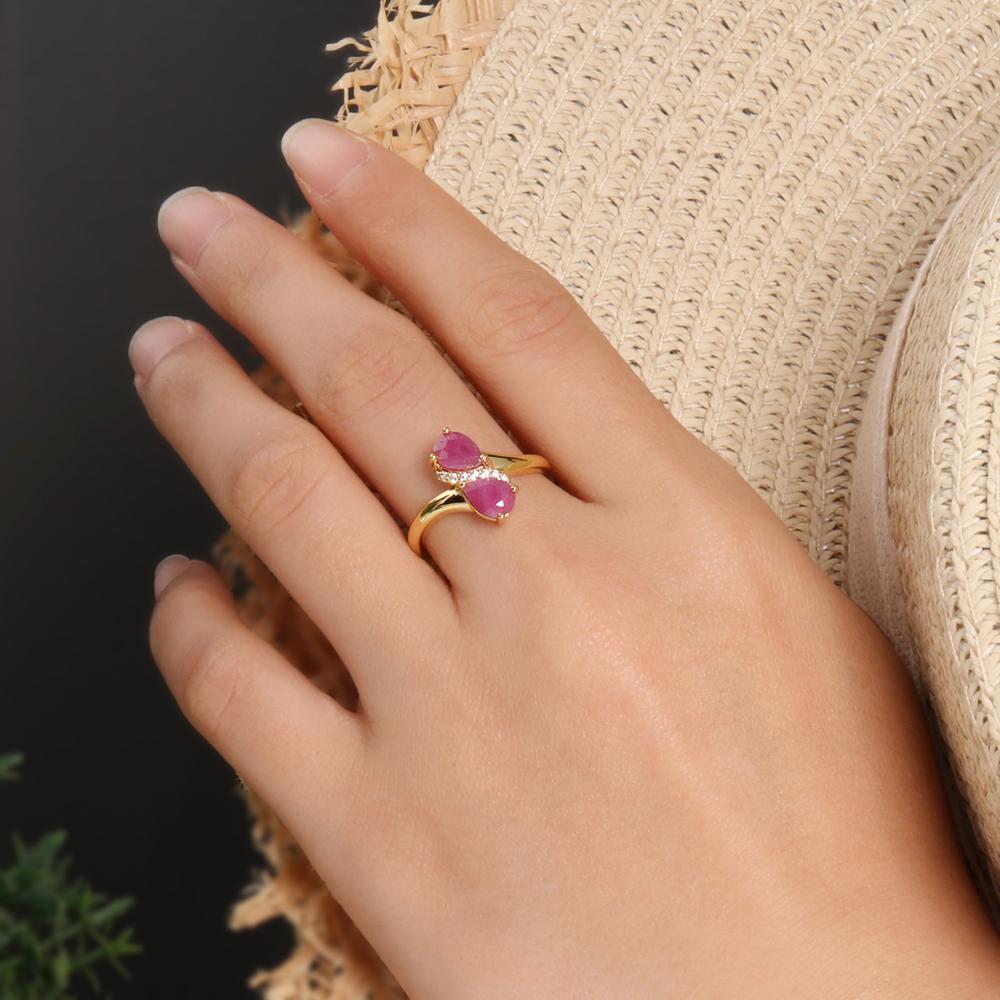 Кольцо с натуральным рубином, желтое золото 18 карат, серебро 925 пробы, легкая роскошная бижутерия для женщин и девочек, подарок на день рождения